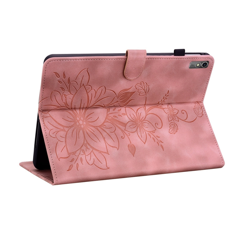 For Lenovo Tab M10 5G 2023 Lily Embossed Leather Tablet Case(Pink) - Lenovo by PMC TechLife | Online Shopping South Africa | PMC TechLife | Buy Now Pay Later Mobicred