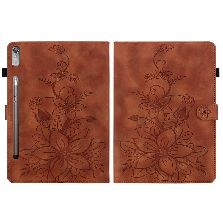For Lenovo Tab P11 Pro Gen 2 11.2 Lily Embossed Leather Tablet Case(Brown) - free shipping - PMC TechLife - Order now!