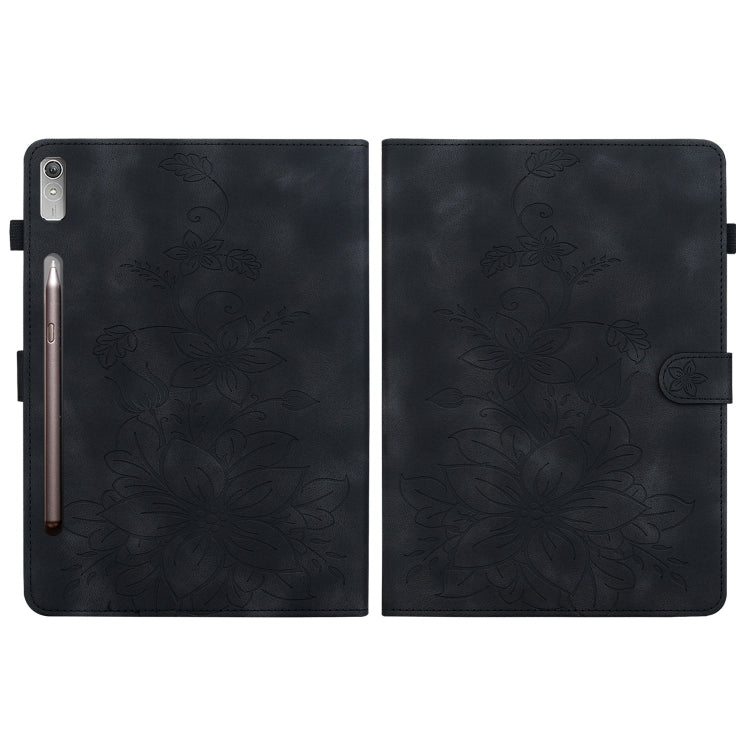 For Lenovo Tab P11 Pro Gen 2 11.2 Lily Embossed Leather Tablet Case(Black) - Lenovo by PMC TechLife | Online Shopping South Africa | PMC TechLife | Buy Now Pay Later Mobicred