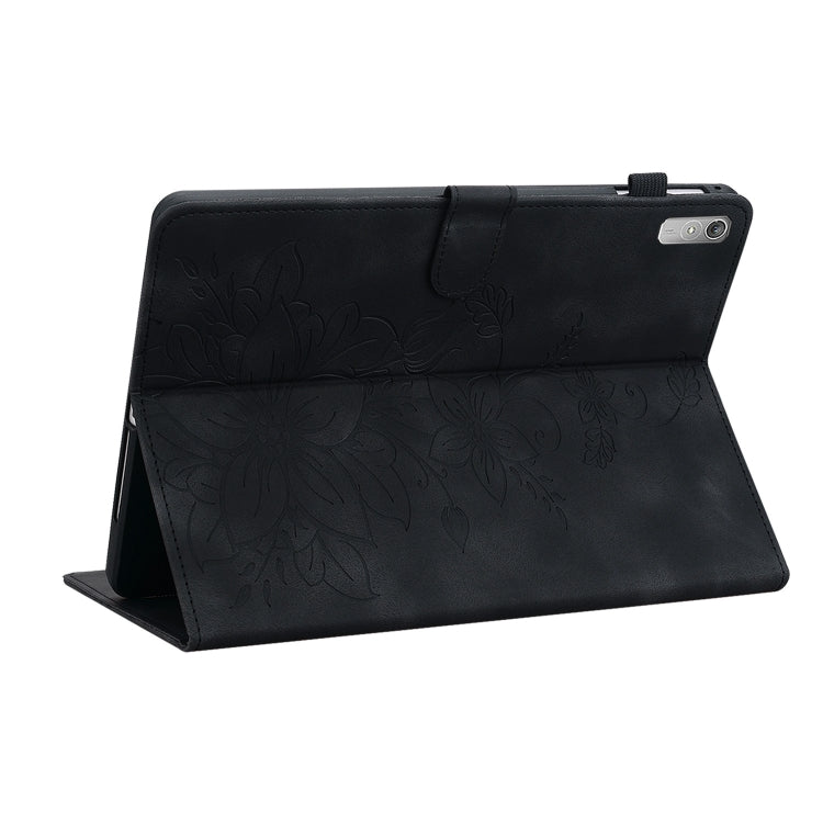 For Lenovo Tab P11 Gen 2 11.5 Lily Embossed Leather Tablet Case(Black) - Lenovo by PMC TechLife | Online Shopping South Africa | PMC TechLife | Buy Now Pay Later Mobicred