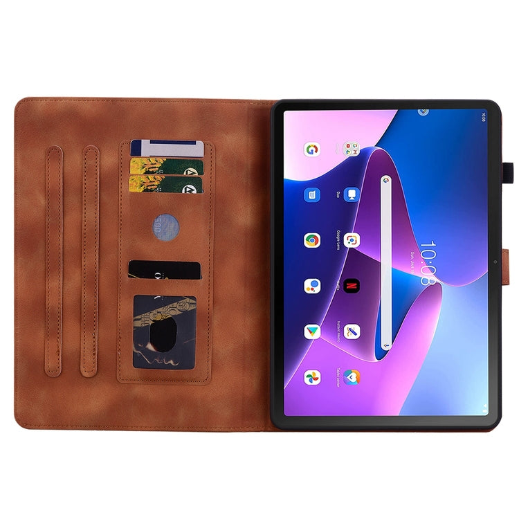 For Lenovo Tab M10 10.1 3rd Gen Lily Embossed Leather Tablet Case(Brown) - Lenovo by PMC TechLife | Online Shopping South Africa | PMC TechLife | Buy Now Pay Later Mobicred