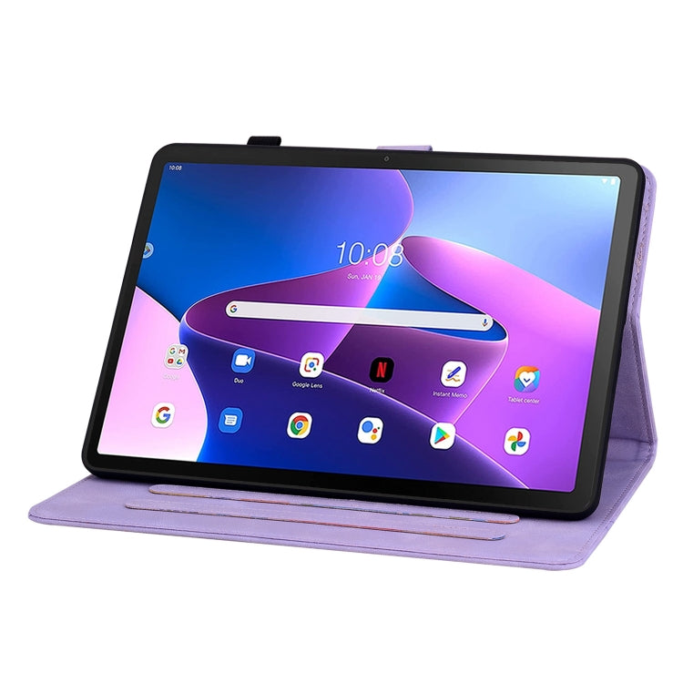 For Lenovo Tab M10 10.1 3rd Gen Lily Embossed Leather Tablet Case(Purple) - Lenovo by PMC TechLife | Online Shopping South Africa | PMC TechLife | Buy Now Pay Later Mobicred