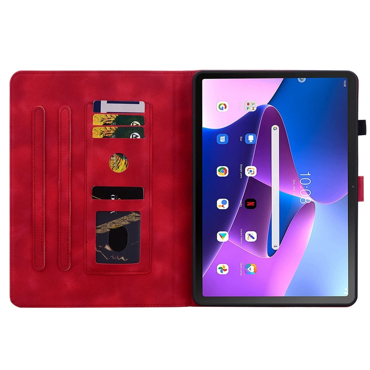 For Lenovo Tab M10 10.1 3rd Gen Lily Embossed Leather Tablet Case(Red) - Lenovo by PMC TechLife | Online Shopping South Africa | PMC TechLife | Buy Now Pay Later Mobicred