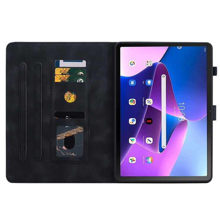 For Lenovo Tab M10 10.1 3rd Gen Lily Embossed Leather Tablet Case(Black) - Lenovo by PMC TechLife | Online Shopping South Africa | PMC TechLife | Buy Now Pay Later Mobicred