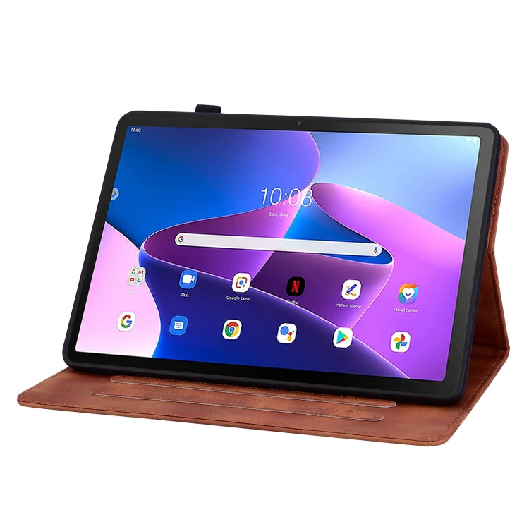 For Lenovo Tab M10 Plus 10.6 3rd Gen Lily Embossed Leather Tablet Case(Brown) - Lenovo by PMC TechLife | Online Shopping South Africa | PMC TechLife | Buy Now Pay Later Mobicred