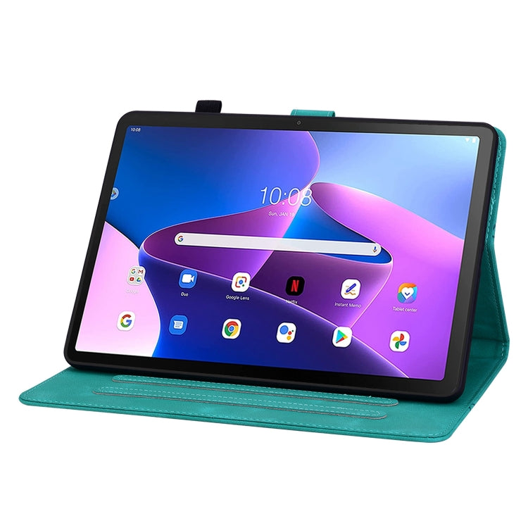 For Lenovo Tab M10 Plus 10.6 3rd Gen Lily Embossed Leather Tablet Case(Green) - Lenovo by PMC TechLife | Online Shopping South Africa | PMC TechLife | Buy Now Pay Later Mobicred