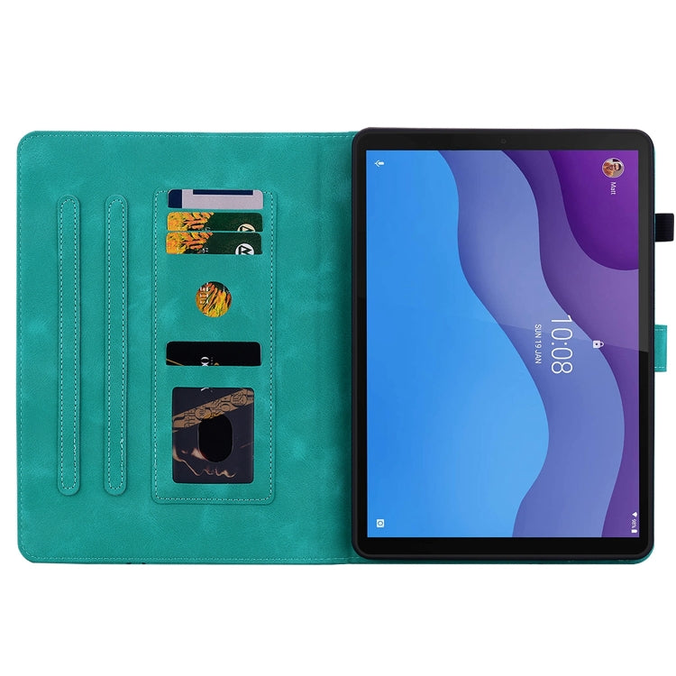 For Lenovo Tab M10 HD Gen2 Lily Embossed Leather Tablet Case(Green) - Lenovo by PMC TechLife | Online Shopping South Africa | PMC TechLife | Buy Now Pay Later Mobicred