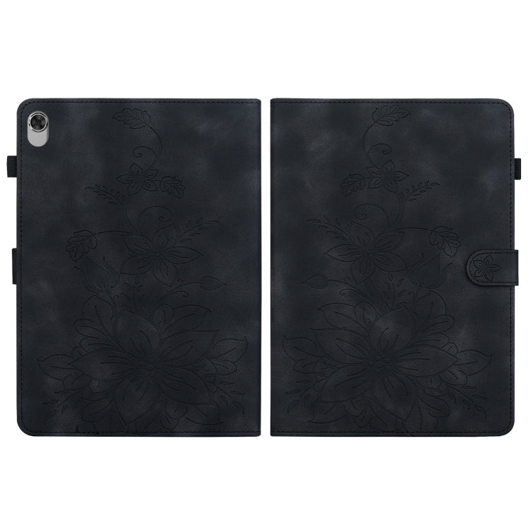 For Lenovo M10 Plus 10.3 Lily Embossed Leather Tablet Case(Black) - Lenovo by PMC TechLife | Online Shopping South Africa | PMC TechLife | Buy Now Pay Later Mobicred