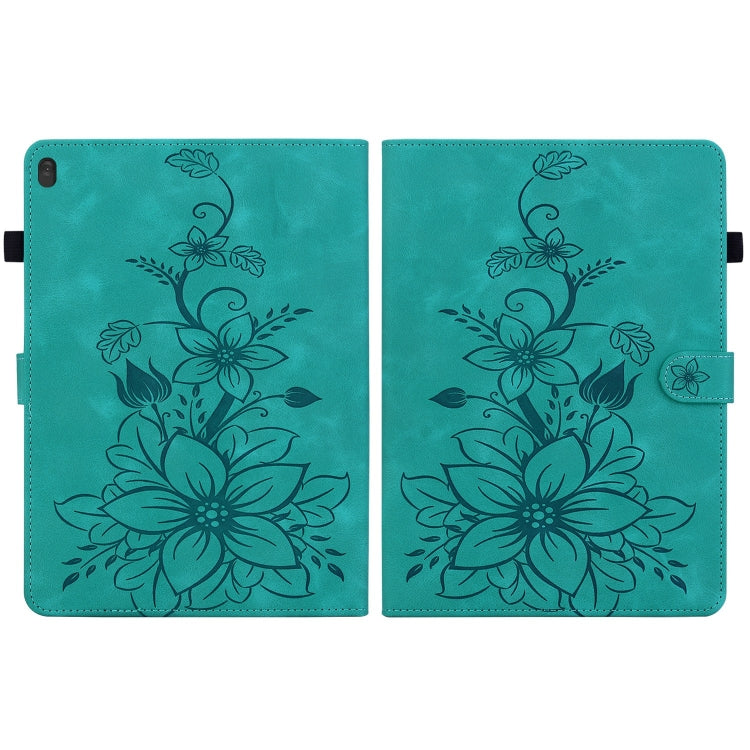 For Lenovo Tab M10 X605 /M10 HD X505 Lily Embossed Leather Tablet Case(Green) - Lenovo by PMC TechLife | Online Shopping South Africa | PMC TechLife | Buy Now Pay Later Mobicred