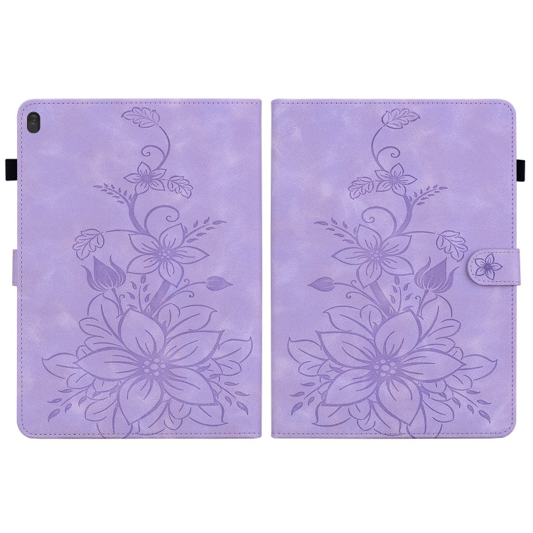 For Lenovo Tab M10 X605 /M10 HD X505 Lily Embossed Leather Tablet Case(Purple) - Lenovo by PMC TechLife | Online Shopping South Africa | PMC TechLife | Buy Now Pay Later Mobicred