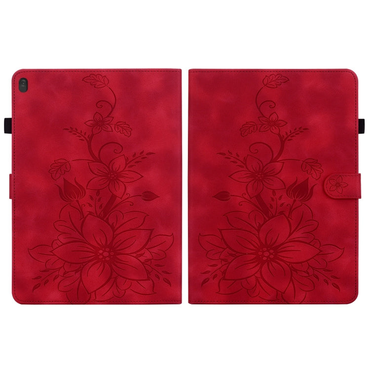 For Lenovo Tab M10 X605 /M10 HD X505 Lily Embossed Leather Tablet Case(Red) - Lenovo by PMC TechLife | Online Shopping South Africa | PMC TechLife | Buy Now Pay Later Mobicred