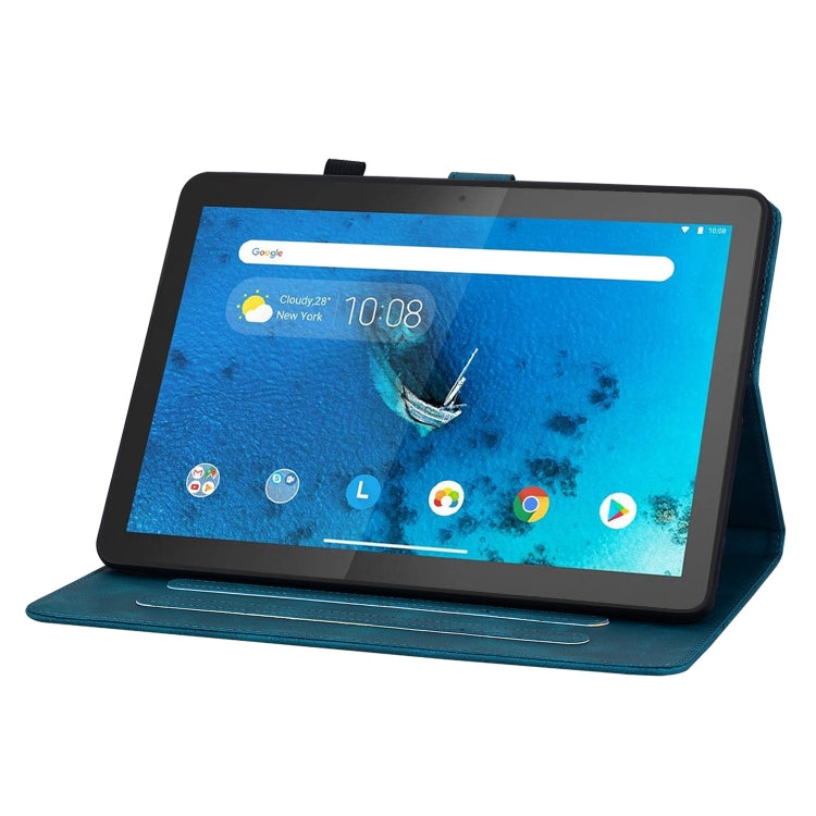 For Lenovo Tab M10 X605 /M10 HD X505 Lily Embossed Leather Tablet Case(Dark Blue) - Lenovo by PMC TechLife | Online Shopping South Africa | PMC TechLife | Buy Now Pay Later Mobicred