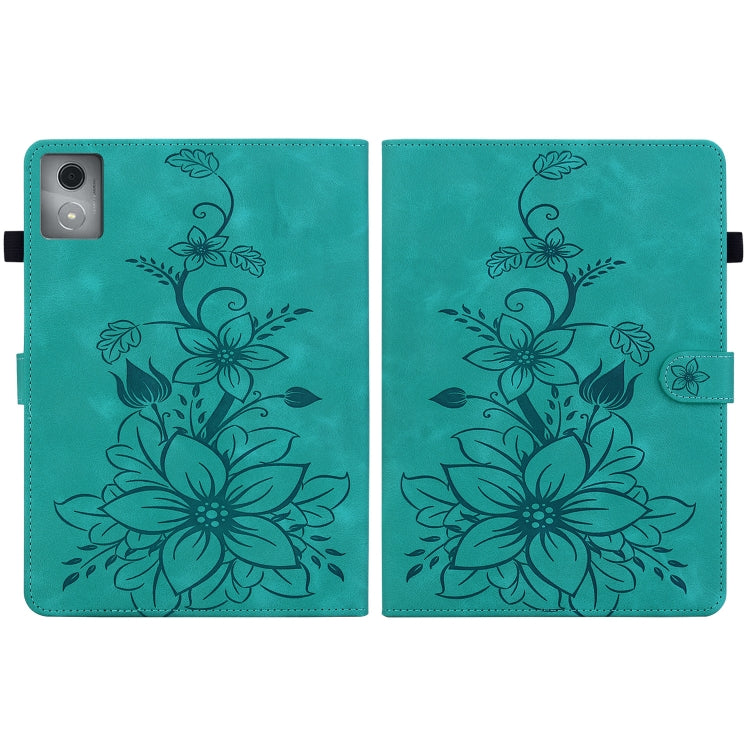 For Lenovo Tab K11 Plus Lily Embossed Leather Tablet Case(Green) - Lenovo by PMC TechLife | Online Shopping South Africa | PMC TechLife | Buy Now Pay Later Mobicred
