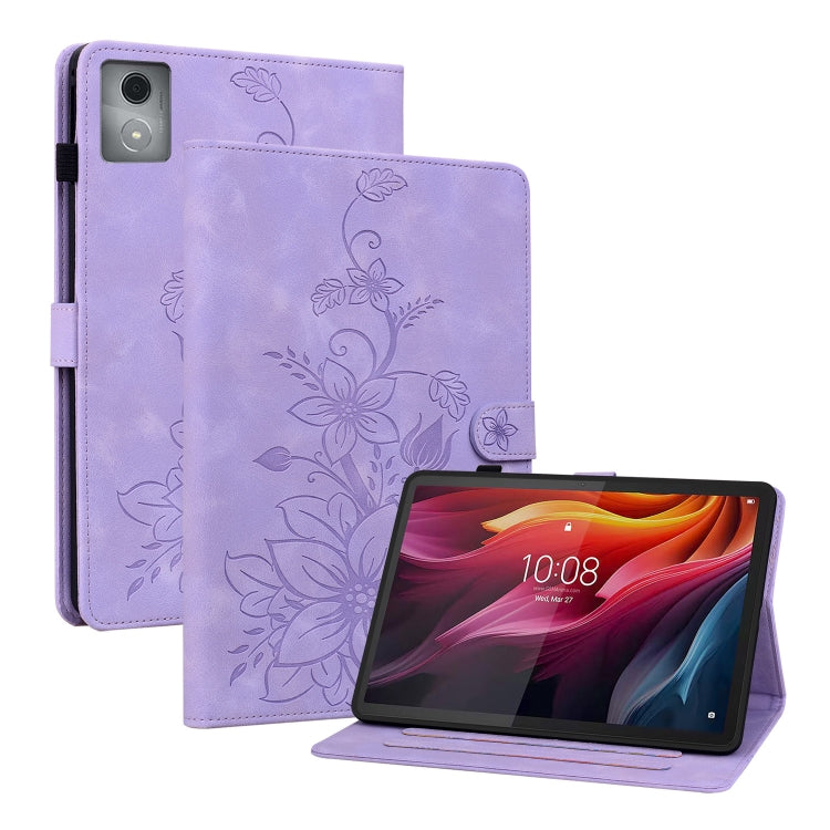 For Lenovo Tab K11 Plus Lily Embossed Leather Tablet Case(Purple) - Lenovo by PMC TechLife | Online Shopping South Africa | PMC TechLife | Buy Now Pay Later Mobicred