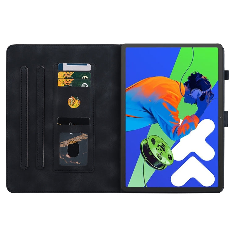 For Lenovo Tab P12 12.7 2025 Lily Embossed Leather Tablet Case(Black) - Lenovo by PMC TechLife | Online Shopping South Africa | PMC TechLife | Buy Now Pay Later Mobicred