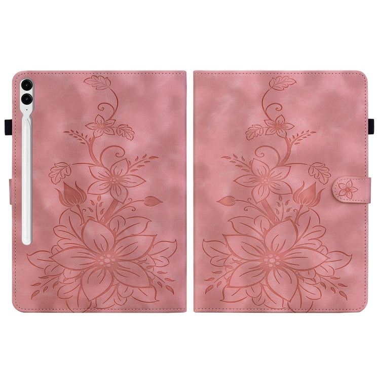 For Samsung Galaxy Tab S9+ / S9 FE+ Lily Embossed Leather Tablet Case(Pink) - free shipping - PMC Jewellery - Order now!