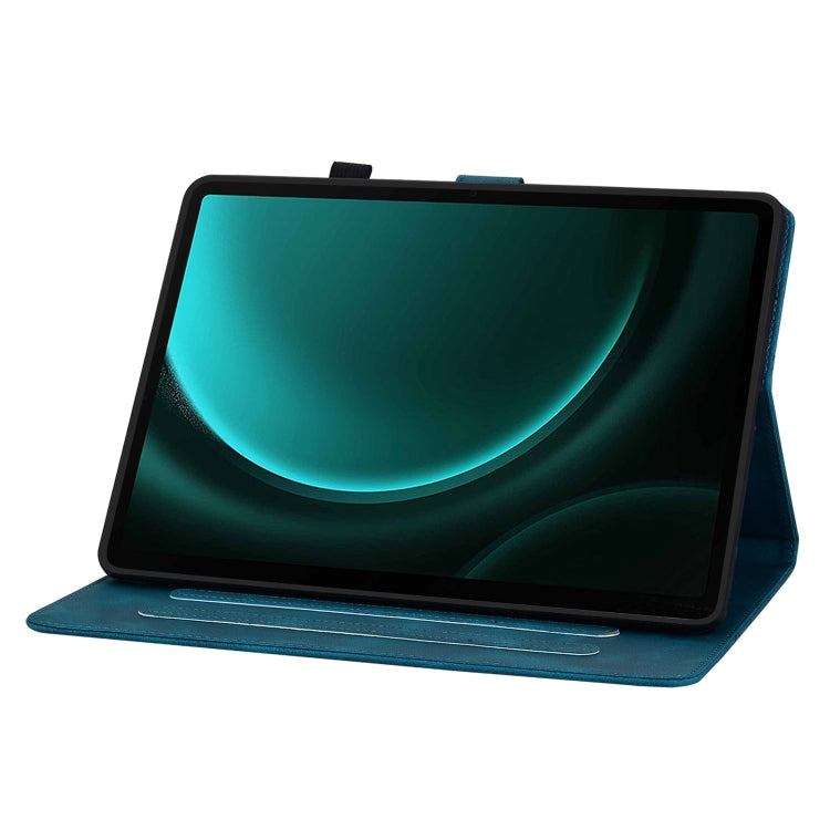 For Samsung Galaxy Tab S9 / S9 FE Lily Embossed Leather Tablet Case(Dark Blue) - free shipping - PMC Jewellery - Order now!