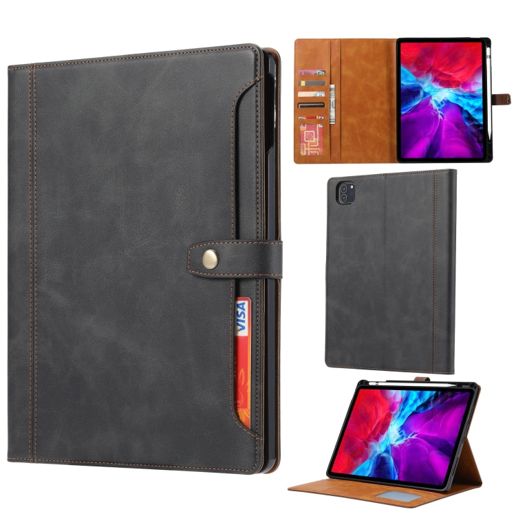 For iPad Pro 13 2024 Calf Texture Double Fold Clasp Horizontal Flip Leather Smart Tablet Case(Black) - iPad Pro 13 2024 Cases by PMC TechLife | Online Shopping South Africa | PMC TechLife | Buy Now Pay Later Mobicred
