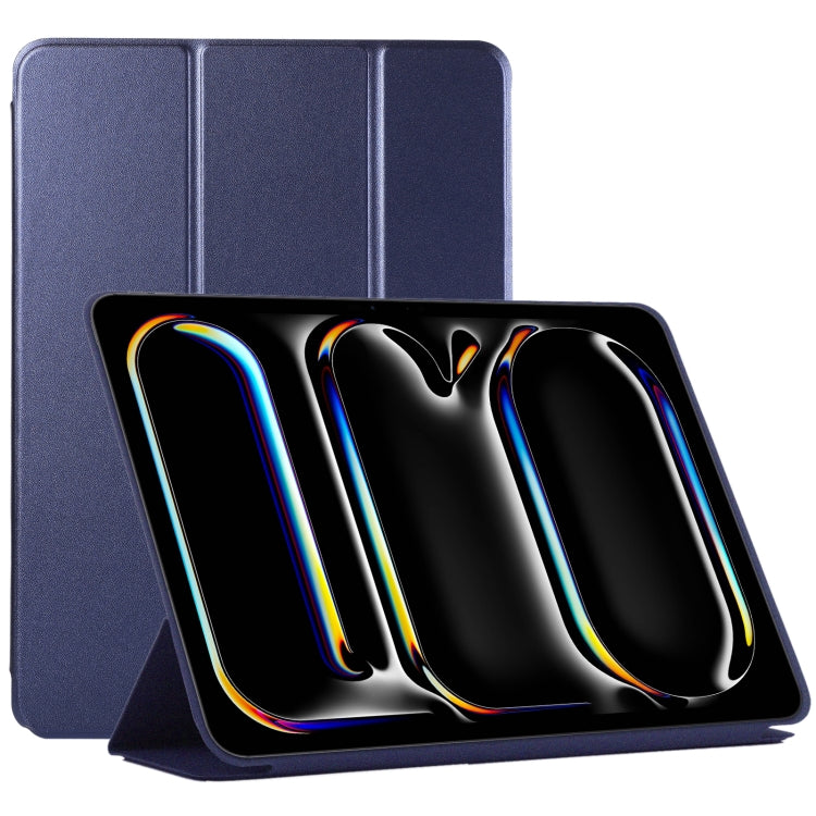 For iPad Pro 11 2024 Double-sided Clip Non-buckle Magnetic PU Smart Tablet Case(Dark Blue) - iPad Pro 11 2024 Cases by PMC TechLife | Online Shopping South Africa | PMC TechLife | Buy Now Pay Later Mobicred