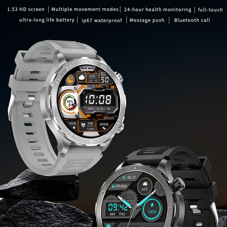 DK67 1.53 inch IP67 BT 5.0 Fitness Sport Smart Watch, Support Bluetooth Call / Sleep / Blood Oxygen / Heart Rate / Blood Pressure Health Monitor(Silver) - Smart Watches by PMC TechLife | Online Shopping South Africa | PMC TechLife | Buy Now Pay Later Mobicred