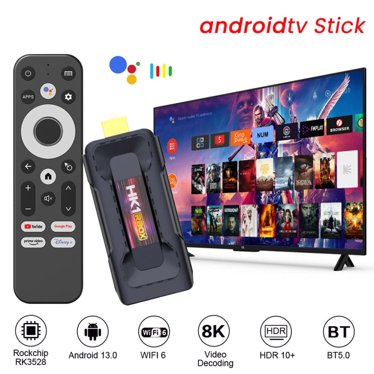 HK1 RBOX D8 RK3528 Android 13.0 Quad Core 8K HD Wifi6 Bluetooth TV Stick, RAM:2GB+16GB(US Plug) - Android TV Sticks by PMC TechLife | Online Shopping South Africa | PMC TechLife | Buy Now Pay Later Mobicred