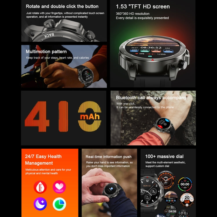 DK68 1.53 inch IP67 BT 5.0 Fitness Sport Smart Watch, Support LED Flashlight / Bluetooth Call / Sleep / Blood Oxygen / Heart Rate / Blood Pressure Health Monitor(Silver) - Smart Watches by PMC TechLife | Online Shopping South Africa | PMC TechLife | Buy Now Pay Later Mobicred