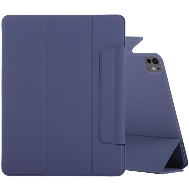For iPad Pro 13 2024 Double-sided Clip Fixed Buckle Magnetic PU Leather Smart Tablet Case(Dark Blue) - iPad Pro 13 2024 Cases by PMC TechLife | Online Shopping South Africa | PMC TechLife | Buy Now Pay Later Mobicred