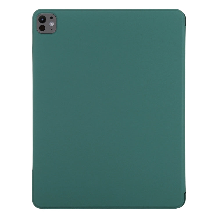 For iPad Pro 13 2024 Double-sided Clip Fixed Buckle Magnetic PU Leather Smart Tablet Case(Dark Green) - free shipping - PMC TechLife - Order now!