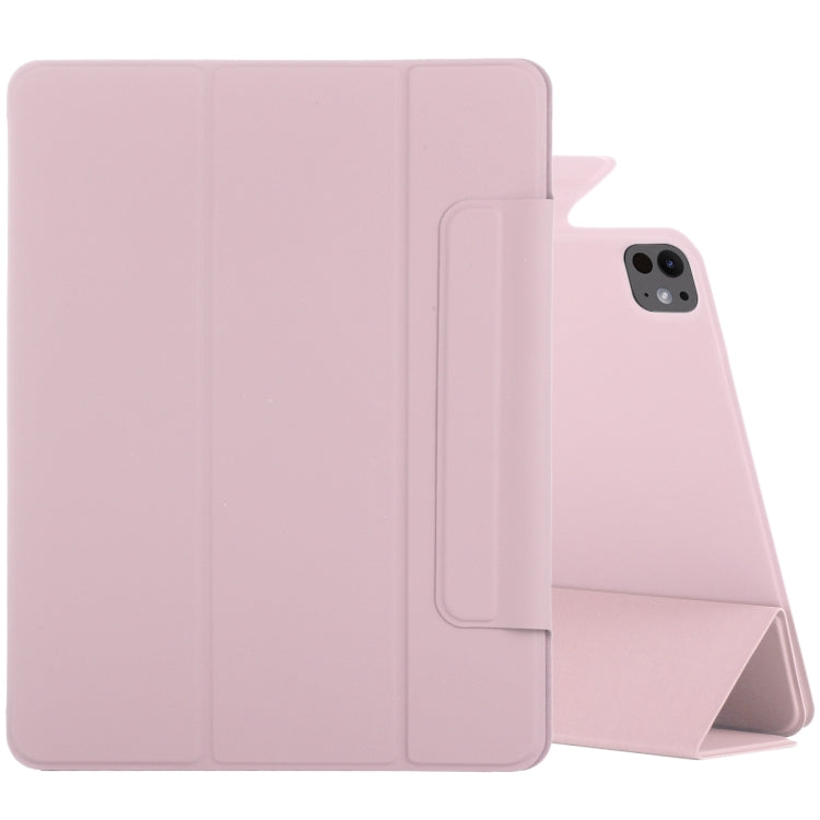 For iPad Pro 13 2024 Double-sided Clip Fixed Buckle Magnetic PU Leather Smart Tablet Case(Rose Gold) - iPad Pro 13 2024 Cases by PMC TechLife | Online Shopping South Africa | PMC TechLife | Buy Now Pay Later Mobicred