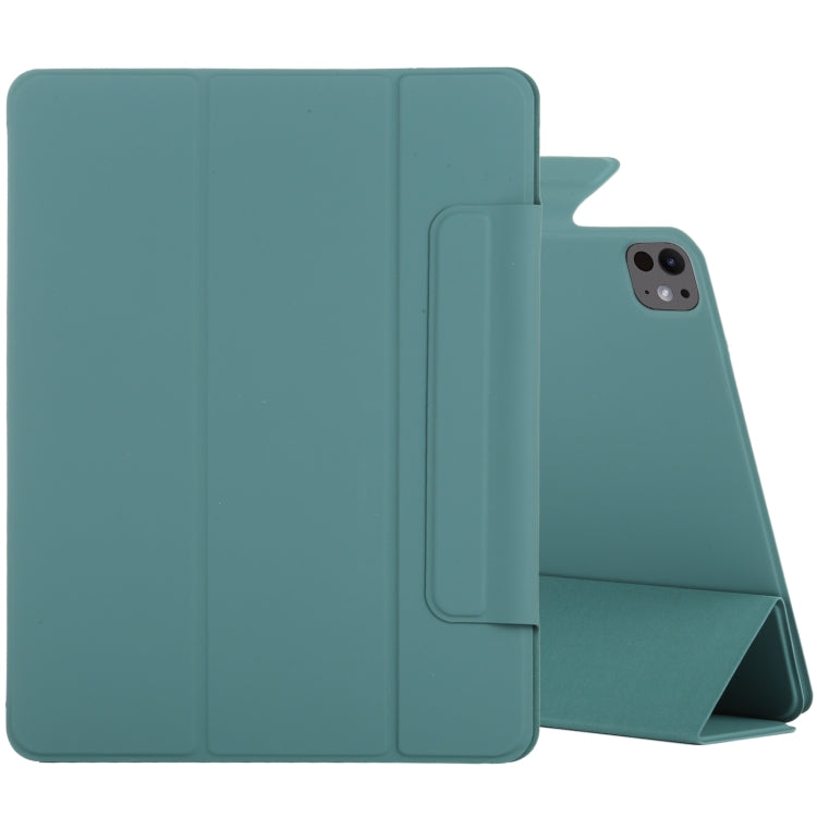 For iPad Pro 11 2024 Double-sided Clip Fixed Buckle Magnetic PU Leather Smart Tablet Case(Green) - iPad Pro 11 2024 Cases by PMC TechLife | Online Shopping South Africa | PMC TechLife | Buy Now Pay Later Mobicred