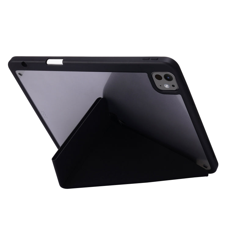 For iPad Pro 13 2024 Deformation Transparent Acrylic Leather Tablet Case(Black) - iPad Pro 13 2024 Cases by PMC TechLife | Online Shopping South Africa | PMC TechLife | Buy Now Pay Later Mobicred