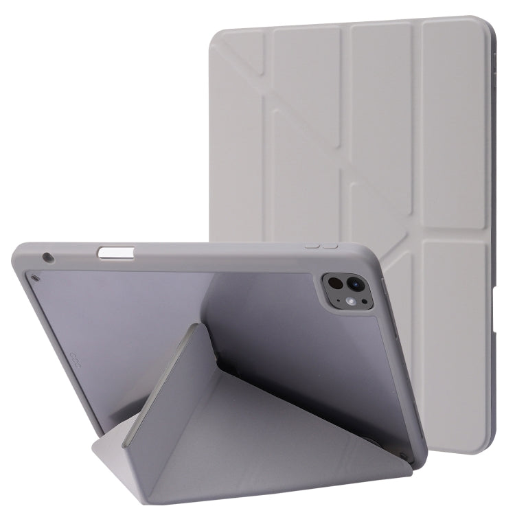For iPad Pro 13 2024 Deformation Transparent Acrylic Leather Tablet Case(Grey) - iPad Pro 13 2024 Cases by PMC TechLife | Online Shopping South Africa | PMC TechLife | Buy Now Pay Later Mobicred