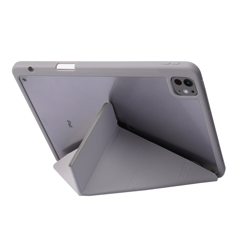 For iPad Pro 13 2024 Deformation Transparent Acrylic Leather Tablet Case(Grey) - iPad Pro 13 2024 Cases by PMC TechLife | Online Shopping South Africa | PMC TechLife | Buy Now Pay Later Mobicred