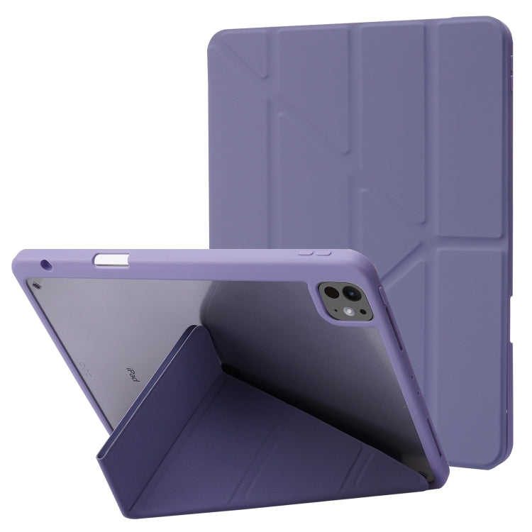 For iPad Pro 13 2024 Deformation Transparent Acrylic Leather Tablet Case(Lavender Grey) - iPad Pro 13 2024 Cases by PMC TechLife | Online Shopping South Africa | PMC TechLife | Buy Now Pay Later Mobicred