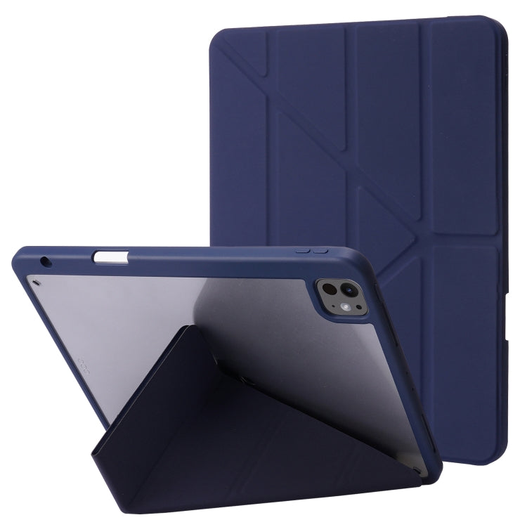 For iPad Pro 11 2024 Deformation Transparent Acrylic Leather Tablet Case(Dark Blue) - iPad Pro 11 2024 Cases by PMC TechLife | Online Shopping South Africa | PMC TechLife | Buy Now Pay Later Mobicred
