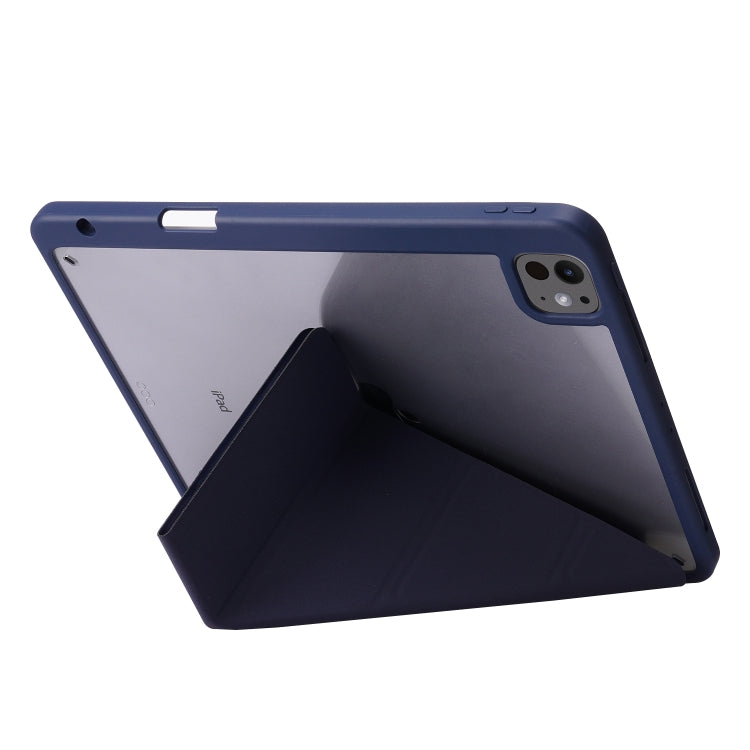 For iPad Pro 11 2024 Deformation Transparent Acrylic Leather Tablet Case(Dark Blue) - iPad Pro 11 2024 Cases by PMC TechLife | Online Shopping South Africa | PMC TechLife | Buy Now Pay Later Mobicred