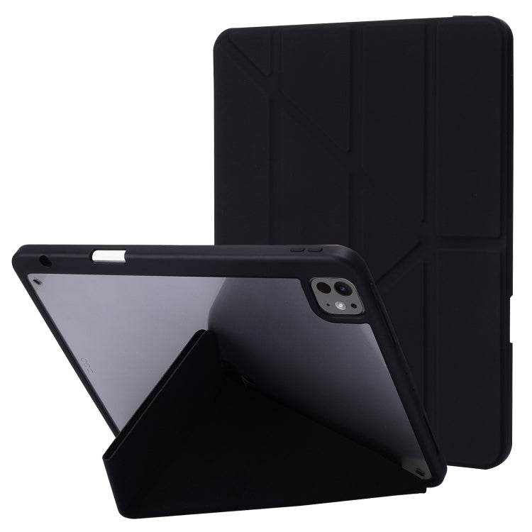 For iPad Pro 11 2024 Deformation Transparent Acrylic Leather Tablet Case(Black) - iPad Pro 11 2024 Cases by PMC TechLife | Online Shopping South Africa | PMC TechLife | Buy Now Pay Later Mobicred