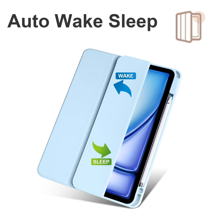 For iPad Air 11 2024 / 2025 Acrylic 3-folding Smart Leather Tablet Case(Sky Blue) - free shipping - PMC TechLife - Order now!