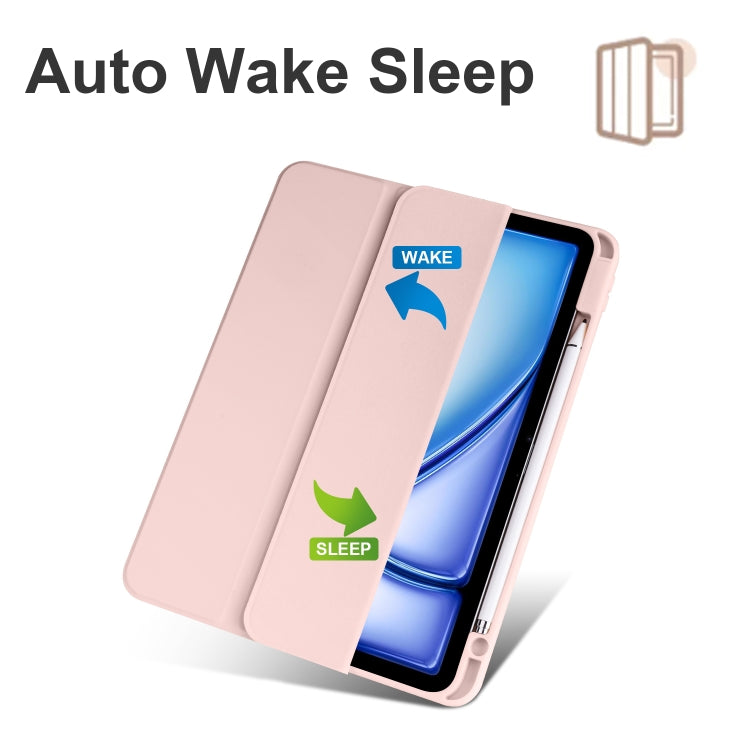 For iPad Air 11 2024 / 2025 Acrylic 3-folding Smart Leather Tablet Case(Pink) - iPad Air 11 2025 / 2024 Cases by PMC TechLife | Online Shopping South Africa | PMC TechLife | Buy Now Pay Later Mobicred