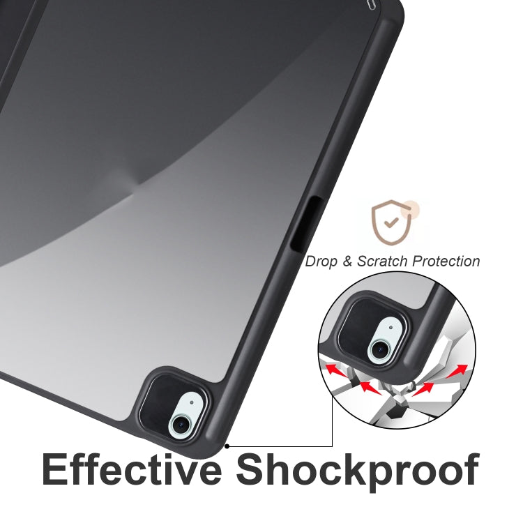 For iPad Air 11 2024 Acrylic 3-folding Smart Leather Tablet Case(Black) - iPad Air 11 2024 Cases by PMC TechLife | Online Shopping South Africa | PMC TechLife | Buy Now Pay Later Mobicred