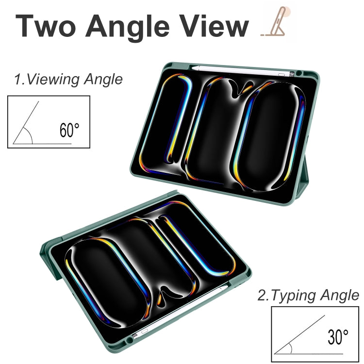 For iPad Pro 11 2024 Acrylic 3-folding Smart Leather Tablet Case(Dark Green) - iPad Pro 11 2024 Cases by PMC TechLife | Online Shopping South Africa | PMC TechLife | Buy Now Pay Later Mobicred