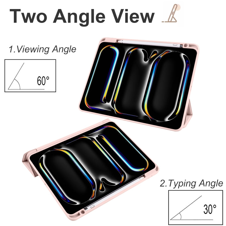 For iPad Pro 11 2024 Acrylic 3-folding Smart Leather Tablet Case(Pink) - iPad Pro 11 2024 Cases by PMC TechLife | Online Shopping South Africa | PMC TechLife | Buy Now Pay Later Mobicred