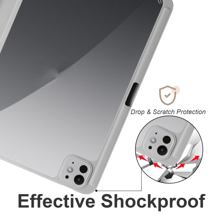 For iPad Pro 11 2024 Acrylic 3-folding Smart Leather Tablet Case(Gray) - iPad Pro 11 2024 Cases by PMC TechLife | Online Shopping South Africa | PMC TechLife | Buy Now Pay Later Mobicred