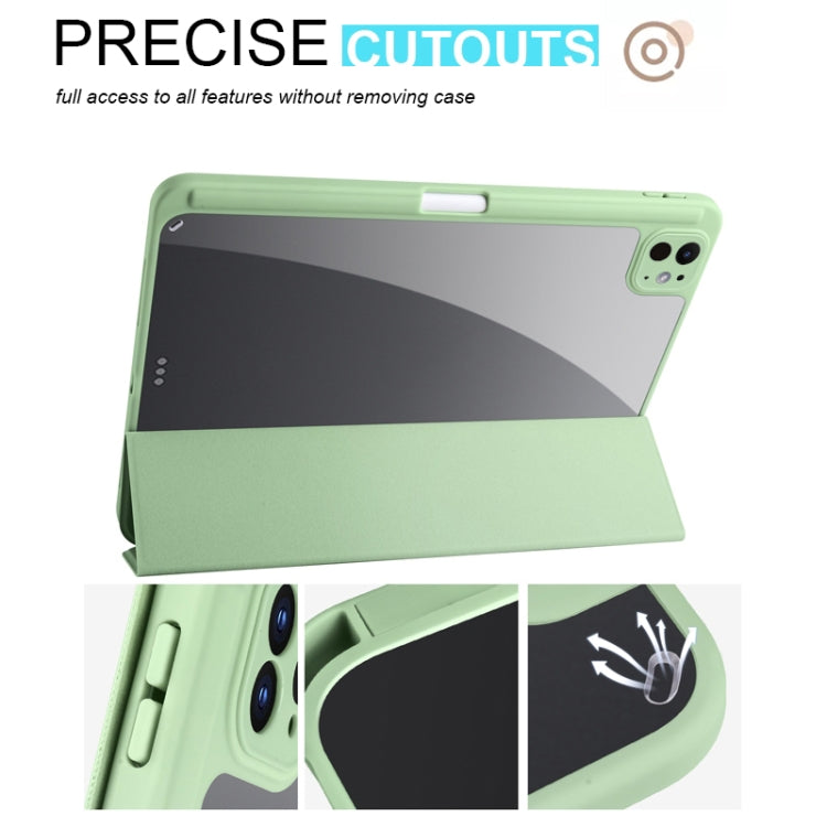 For iPad Pro 11 2024 Acrylic 3-folding Smart Leather Tablet Case(Green) - iPad Pro 11 2024 Cases by PMC TechLife | Online Shopping South Africa | PMC TechLife | Buy Now Pay Later Mobicred