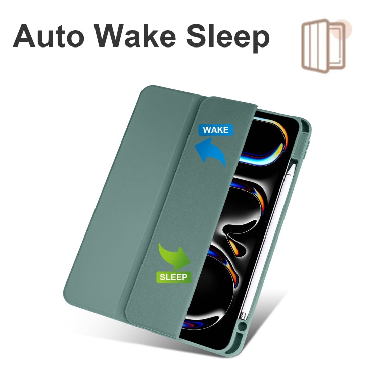 For iPad Pro 13 2024 Acrylic 3-folding Smart Leather Tablet Case(Dark Green) - iPad Pro 13 2024 Cases by PMC TechLife | Online Shopping South Africa | PMC TechLife | Buy Now Pay Later Mobicred