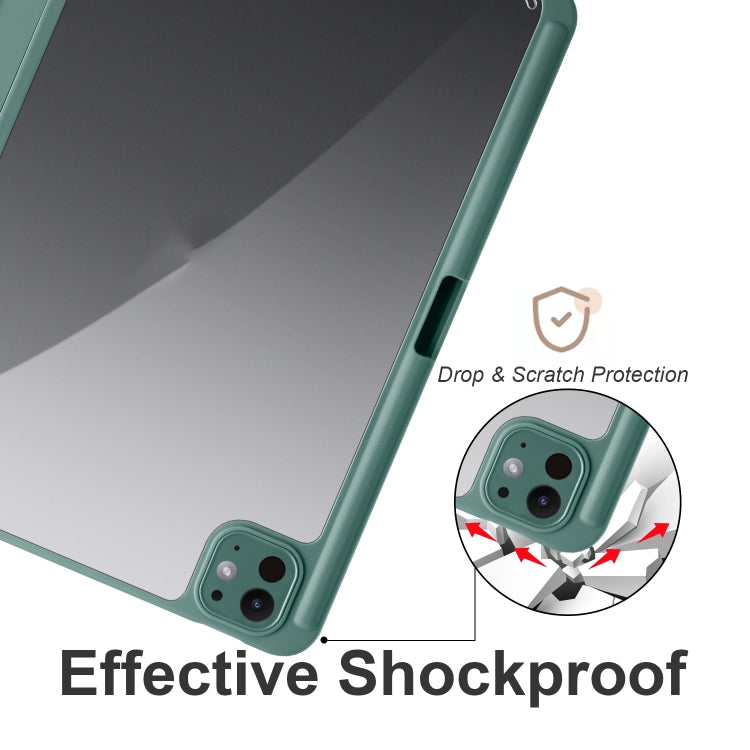 For iPad Pro 13 2024 Acrylic 3-folding Smart Leather Tablet Case(Dark Green) - iPad Pro 13 2024 Cases by PMC TechLife | Online Shopping South Africa | PMC TechLife | Buy Now Pay Later Mobicred