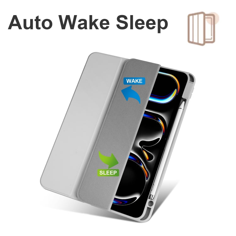 For iPad Pro 13 2024 Acrylic 3-folding Smart Leather Tablet Case(Gray) - iPad Pro 13 2024 Cases by PMC TechLife | Online Shopping South Africa | PMC TechLife | Buy Now Pay Later Mobicred