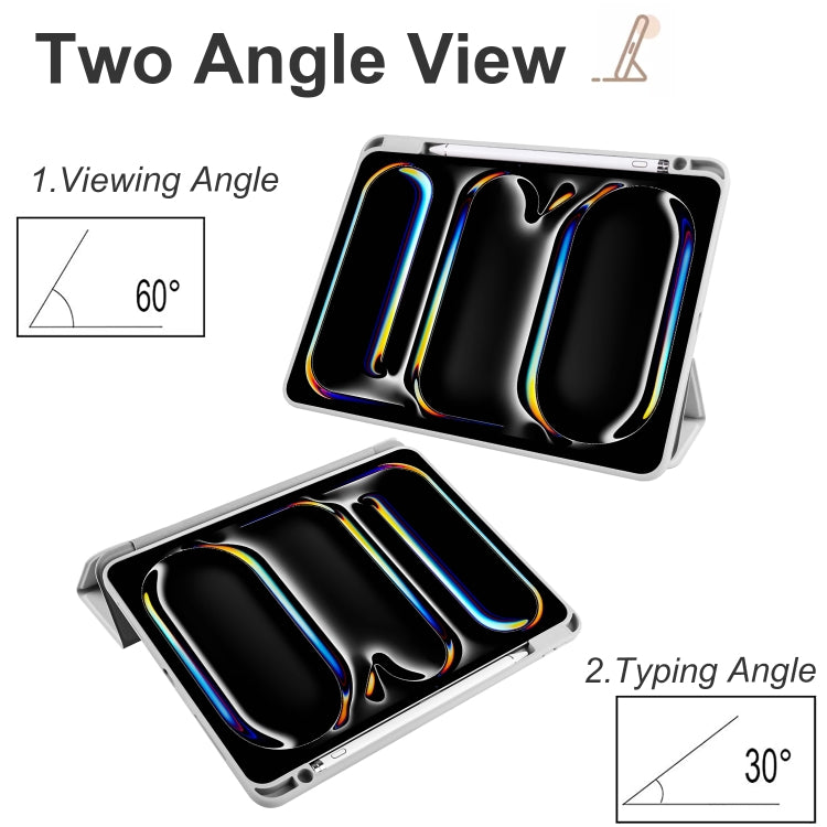 For iPad Pro 13 2024 Acrylic 3-folding Smart Leather Tablet Case(Gray) - iPad Pro 13 2024 Cases by PMC TechLife | Online Shopping South Africa | PMC TechLife | Buy Now Pay Later Mobicred