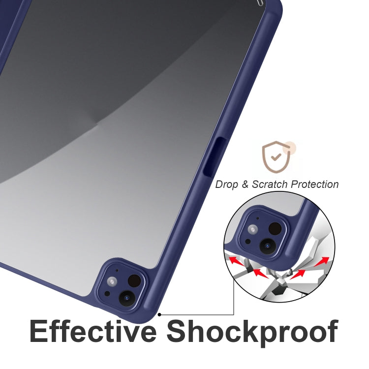 For iPad Pro 13 2024 Acrylic 3-folding Smart Leather Tablet Case(Dark Blue) - iPad Pro 13 2024 Cases by PMC TechLife | Online Shopping South Africa | PMC TechLife | Buy Now Pay Later Mobicred