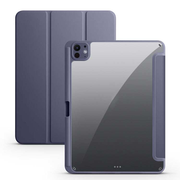 For iPad Pro 13 2024 Acrylic 3-folding Smart Leather Tablet Case(Purple) - iPad Pro 13 2024 Cases by PMC TechLife | Online Shopping South Africa | PMC TechLife | Buy Now Pay Later Mobicred